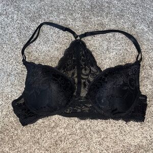 Black Lace Front Clasp Push-Up Bra (34B)